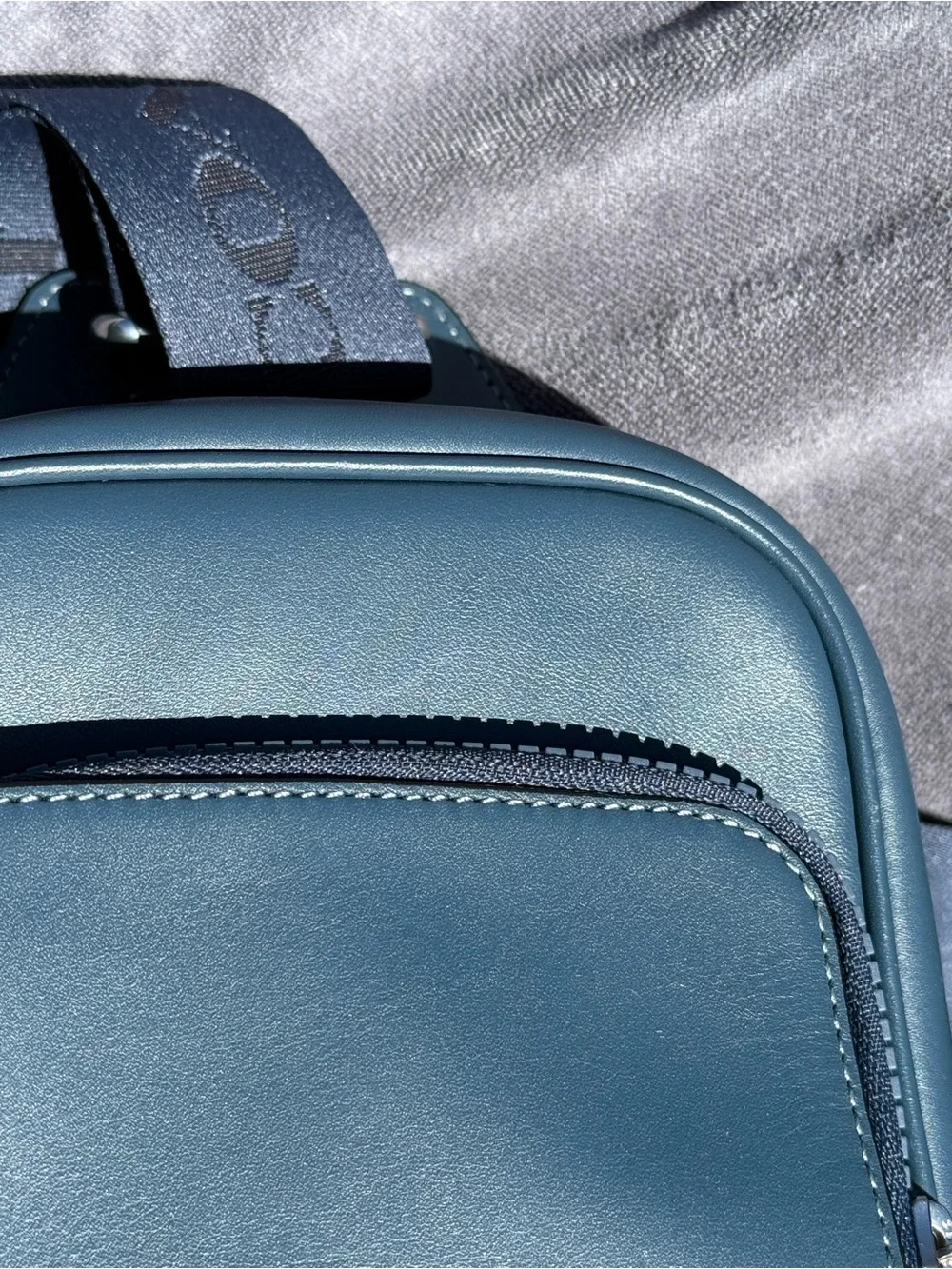 COACH Racer Sling Pack In Smooth Leather in Dark Denim Blue with Silver Hardware - Picture 12 of 14